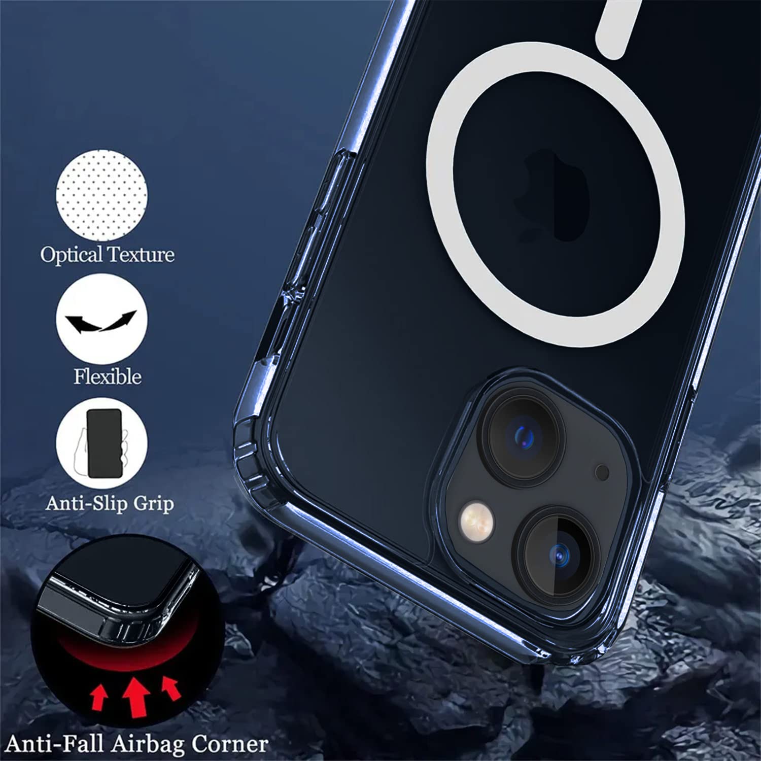Pikkme iPhone 14 Mag-Safe Crystal Clear | TPU & Polycarbonate Back Cover (Transparent)
