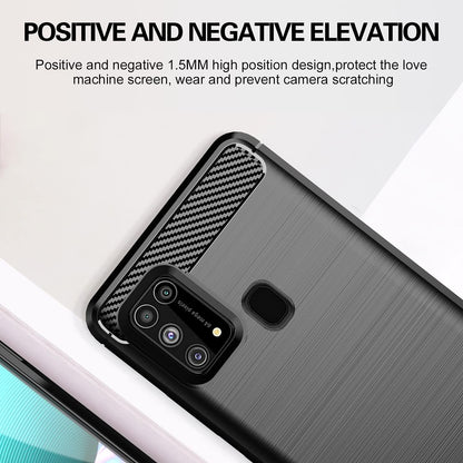 Pikkme Samsung Galaxy M31 / F41 / M31 Prime Hybrid Carbon Fiber Back Cover | Black