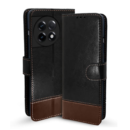Black & brown Magnetic wallet flip cover for OnePlus 11R 5G – Pikkme