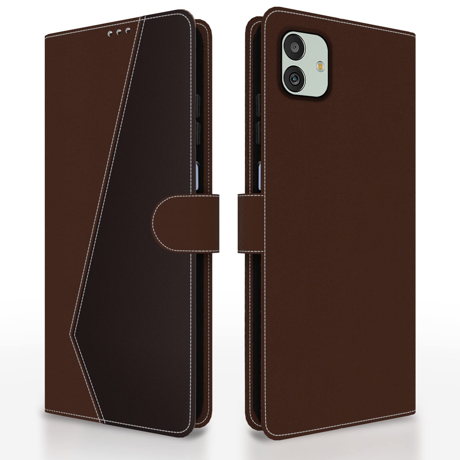 Pikkme brown & coffee Magnetic wallet flip cover for Samsung M13 5G