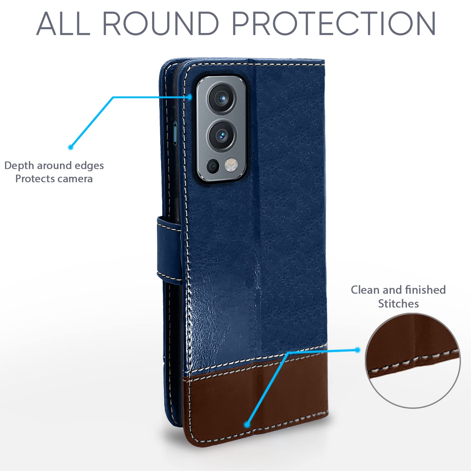 Pikkme OnePlus Nord 2 5G blue & brown mobile flip cover – photo 4