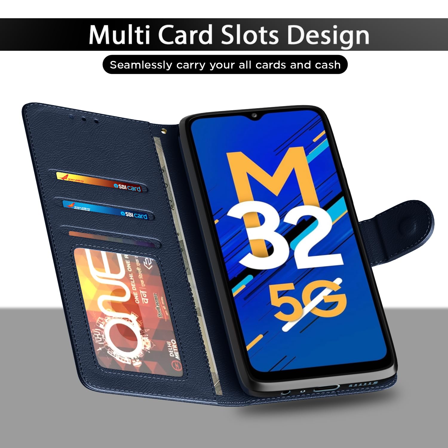 Blue mobile flip cover for Samsung M32/A32 5G – Pikkme – photo 5
