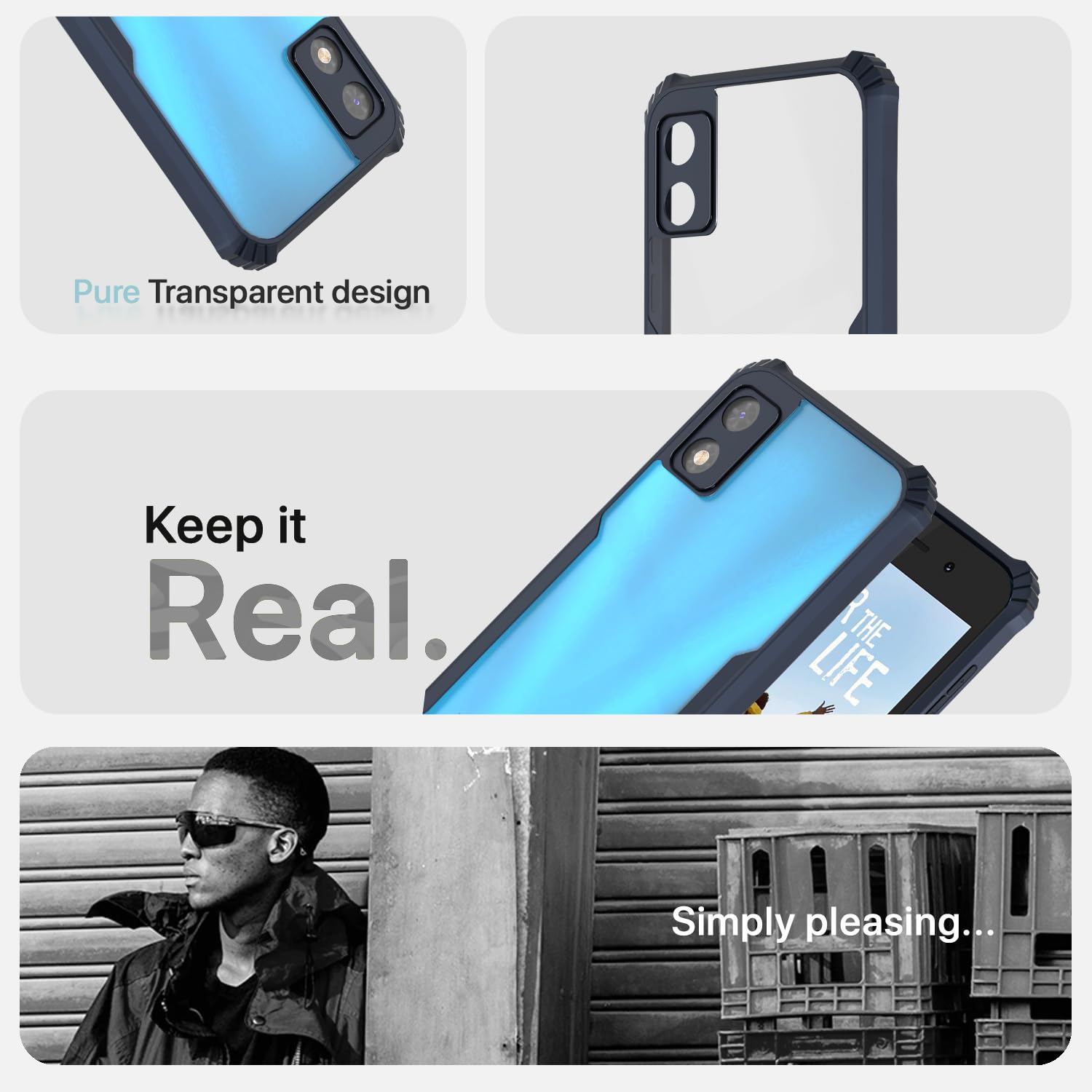 Itel A23 Pro Clear phone cover in blue by Pikkme – photo 4
