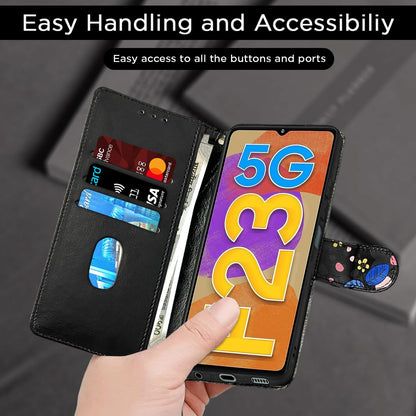 Pikkme black flower Wallet wallet flip cover for Samsung F23 5G – photo 7