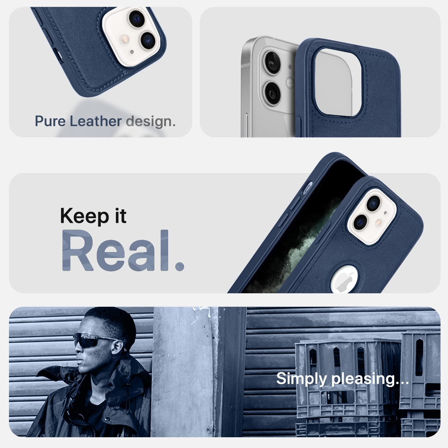 Pikkme iPhone 12 Leather blue mobile back cover – photo 5