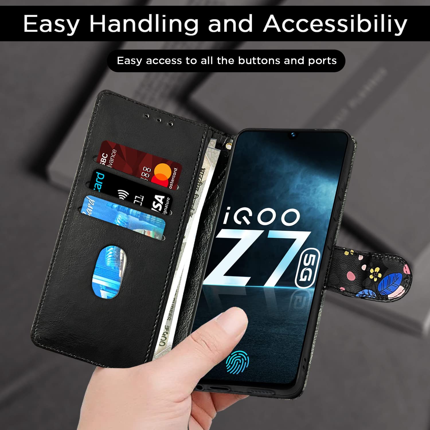 Black flower mobile flip cover for Z7 5G – Pikkme – photo 6