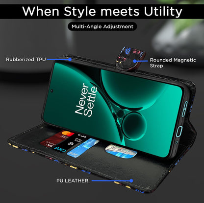 Pikkme black flower Wallet flip cover for OnePlus Nord CE 3 5G – photo 5
