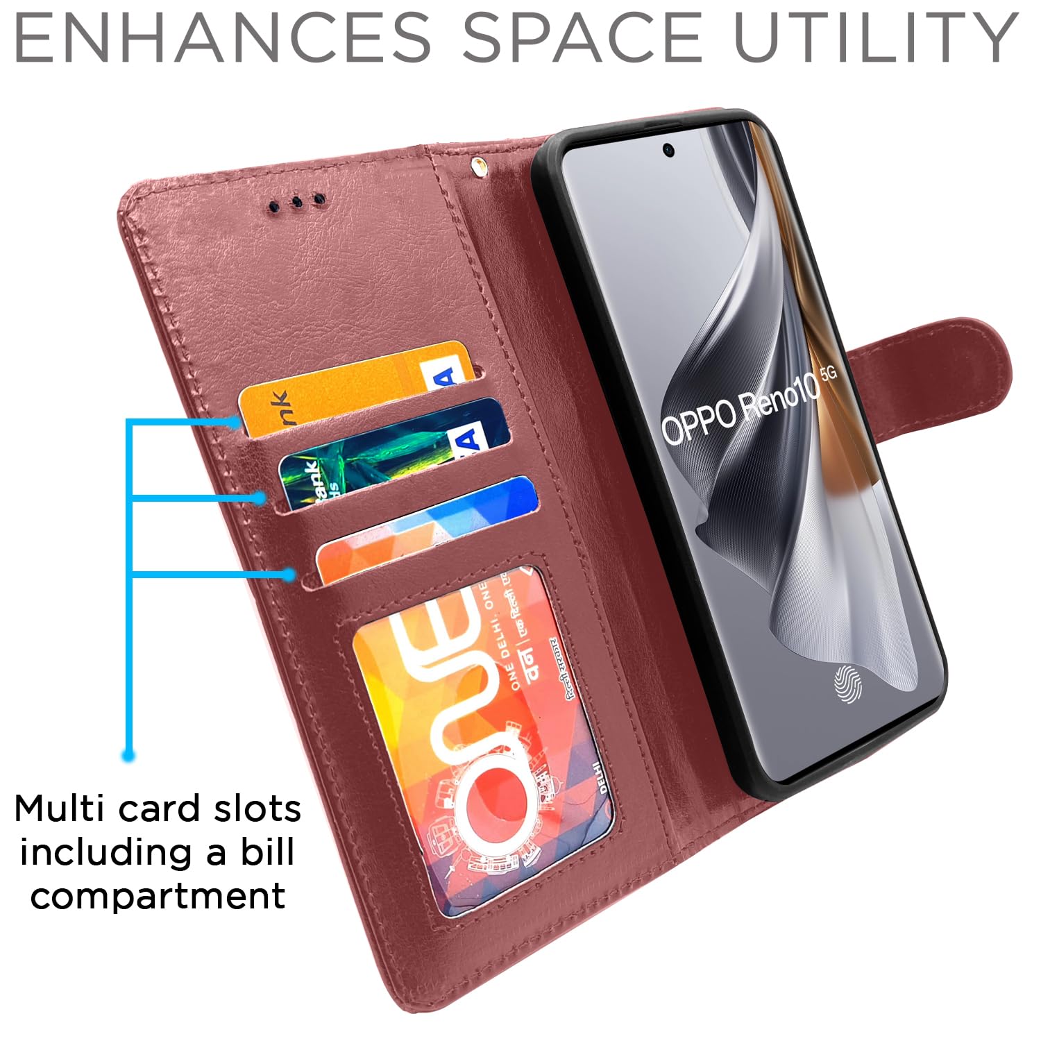 Brown flip cover for Oppo Reno 10 5G – Pikkme – photo 3