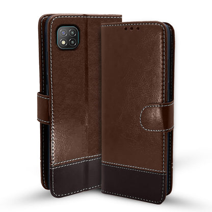 Poco C3 Magnetic wallet flip cover in brown & coffee by Pikkme