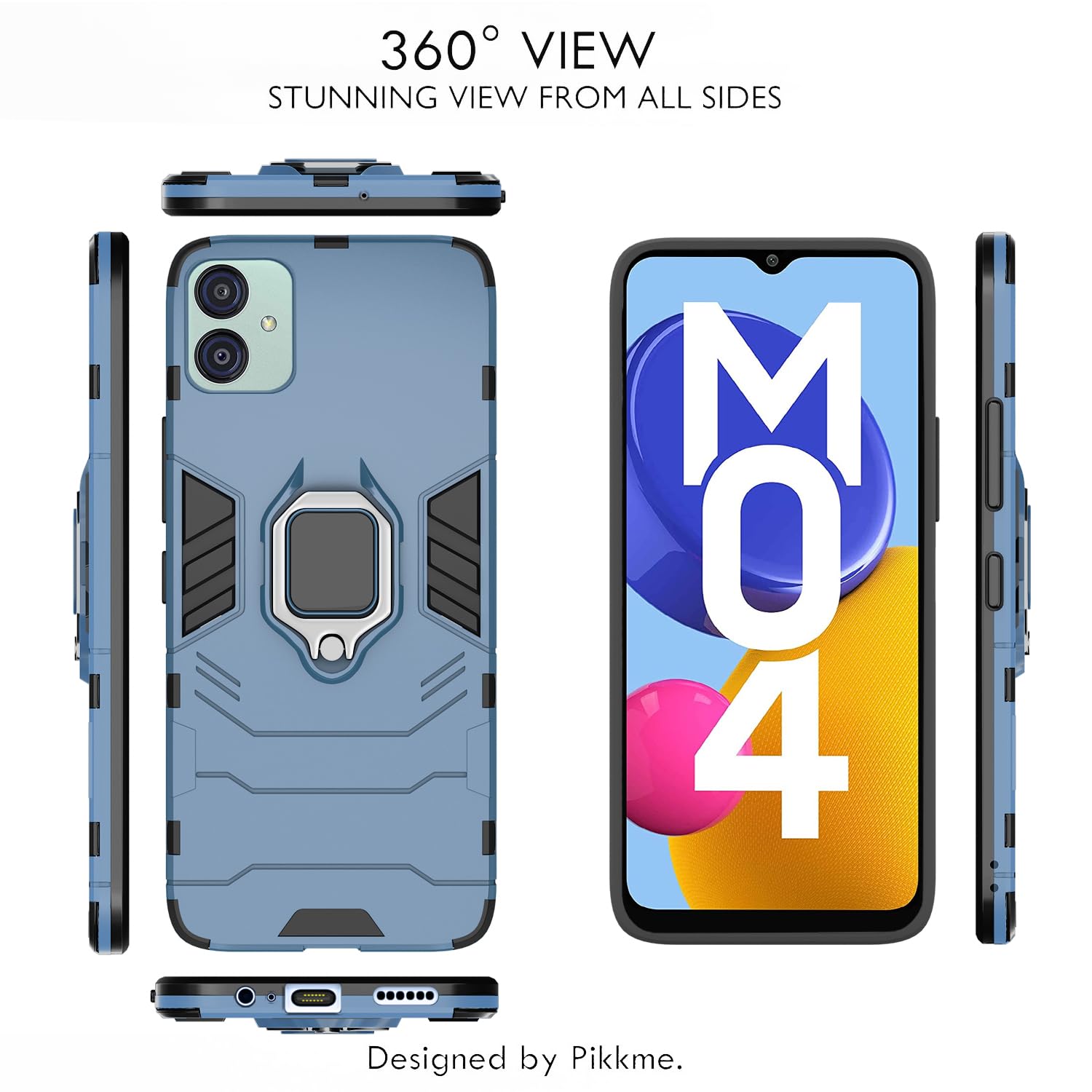 Pikkme Samsung Galaxy M04 / F04 / A04e D5 Tough Armor Back Cover | Blue
