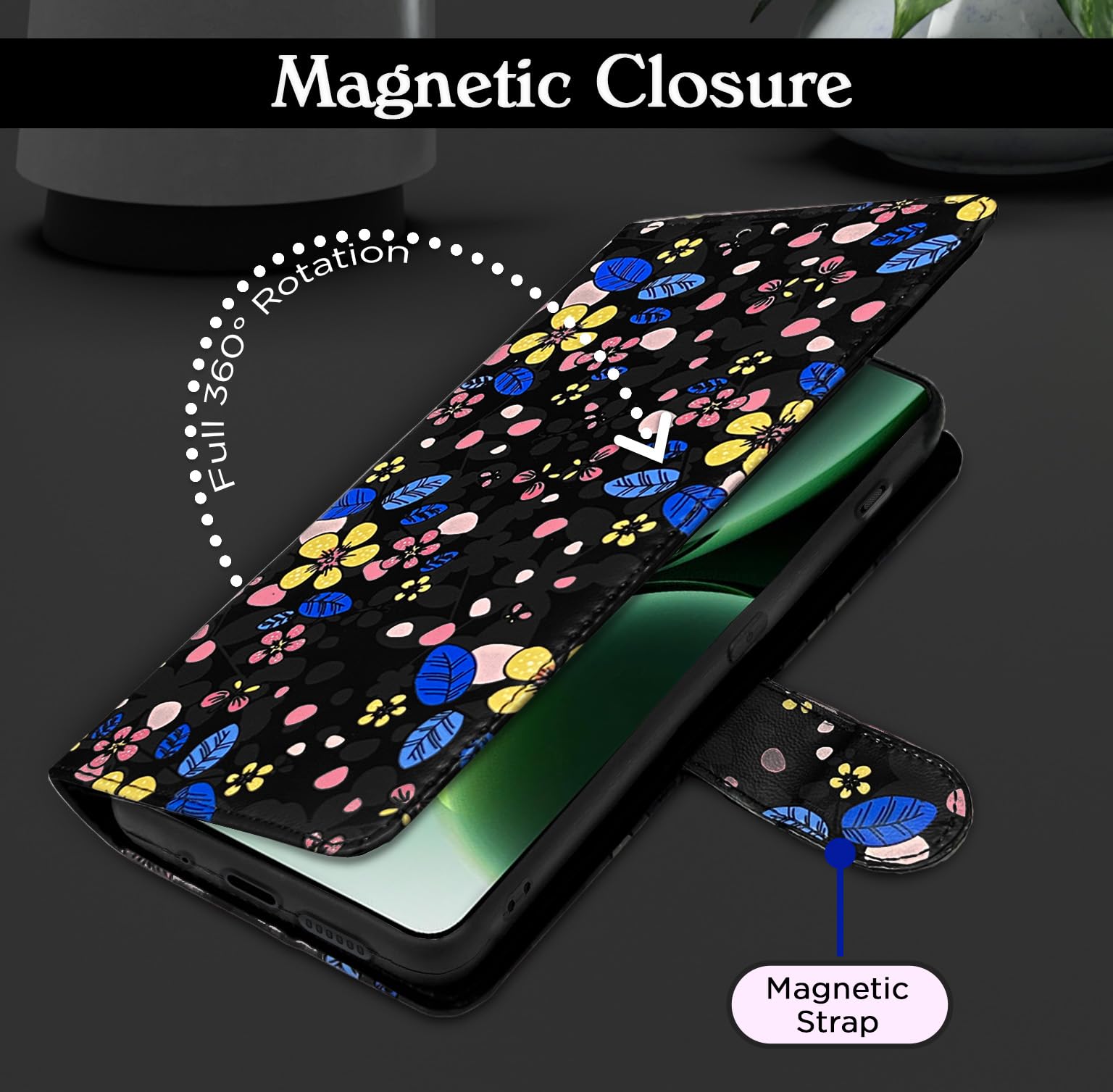 OnePlus Nord 3 5G flip case in black flower by Pikkme – photo 2