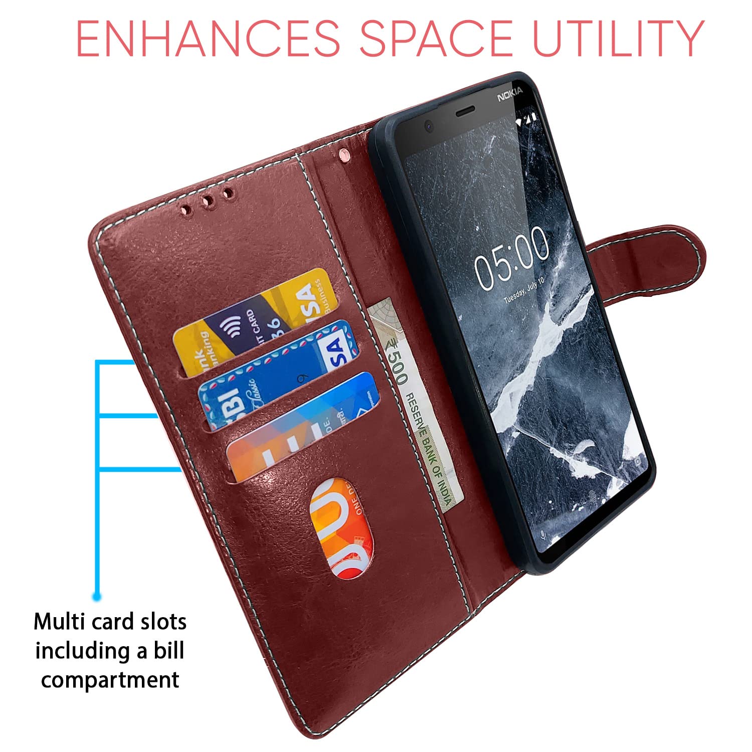 Brown & coffee flip cover for Nokia 5.1 Plus/5.1 – Pikkme – photo 3