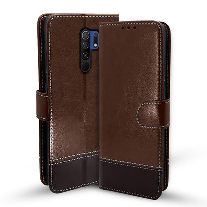 Pikkme Redmi 9 Prime Magnetic brown & coffee flip cover