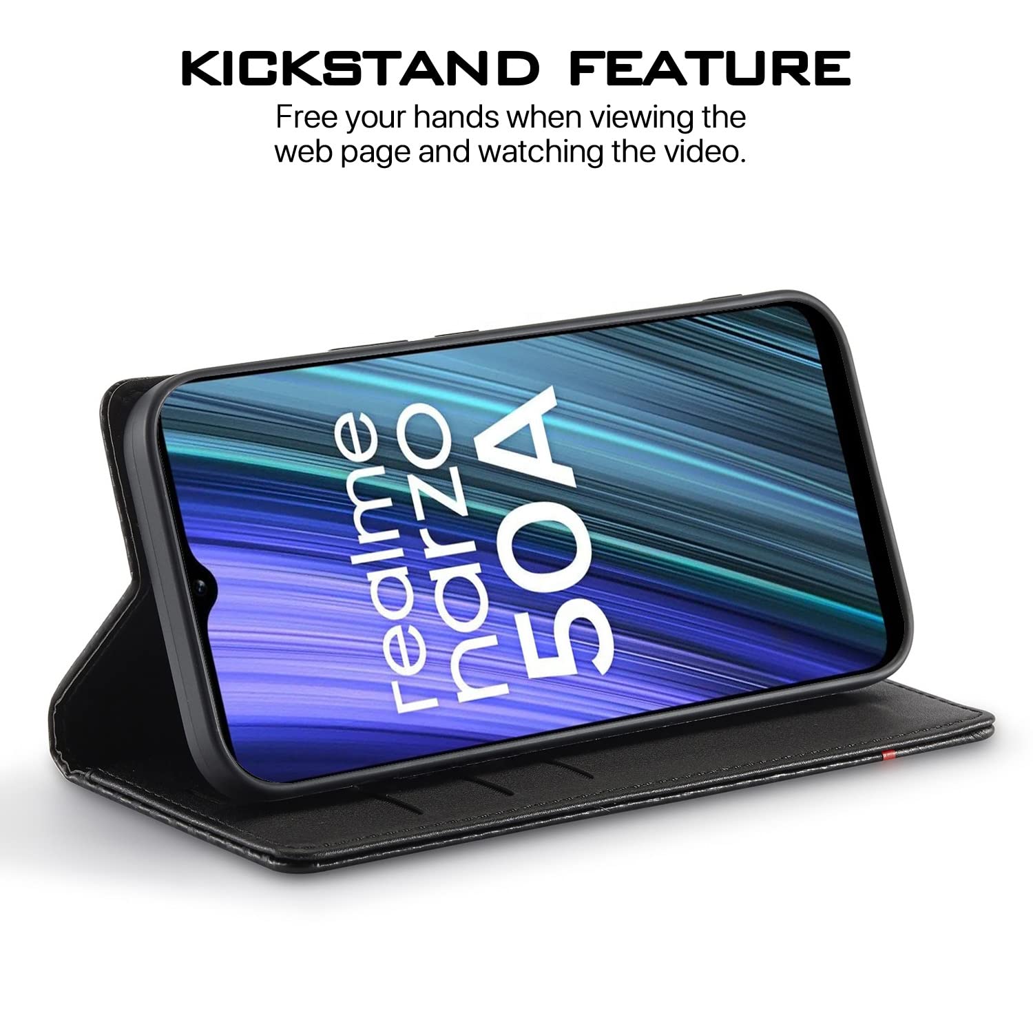 Pikkme Realme Narzo 50A black mobile flip cover – photo 5