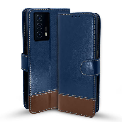 Pikkme blue & brown Magnetic mobile flip cover for iQOO Z5 5G