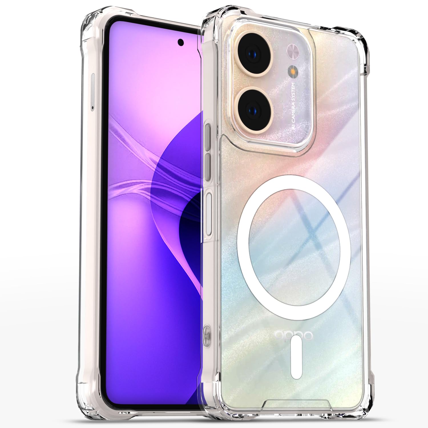 Pikkme Oppo A5x Mag-Safe Shockproof PC + TPU Back Cover (Transparent)
