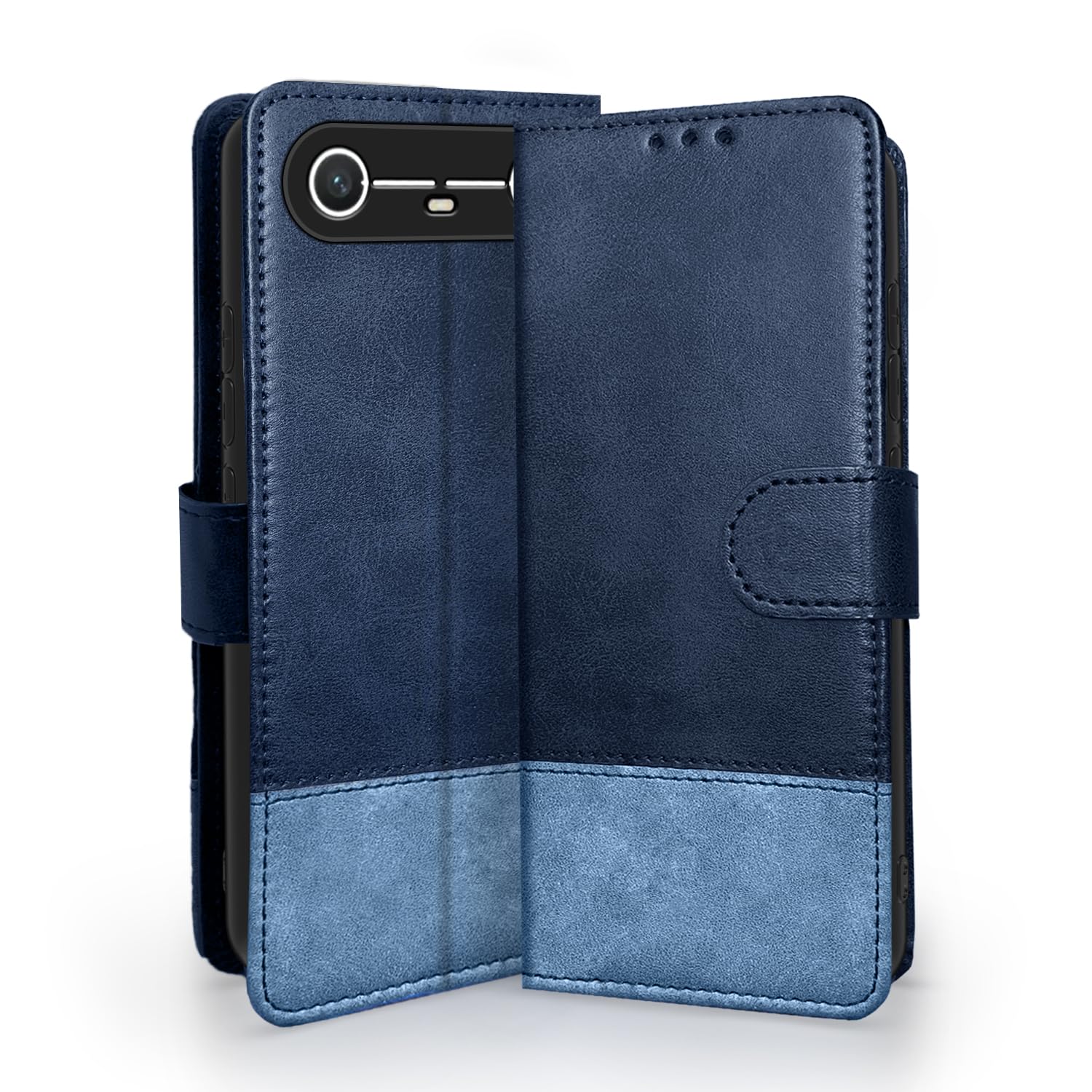 Pikkme Tecno Pova Magnetic navy & light blue mobile flip cover