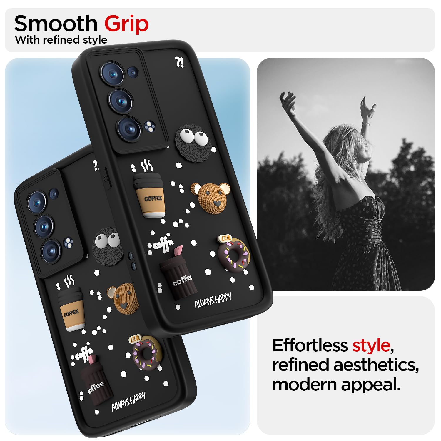 Pikkme black Silicone mobile back cover for Oppo Reno 6 Pro Plus 5G/3D – photo 2