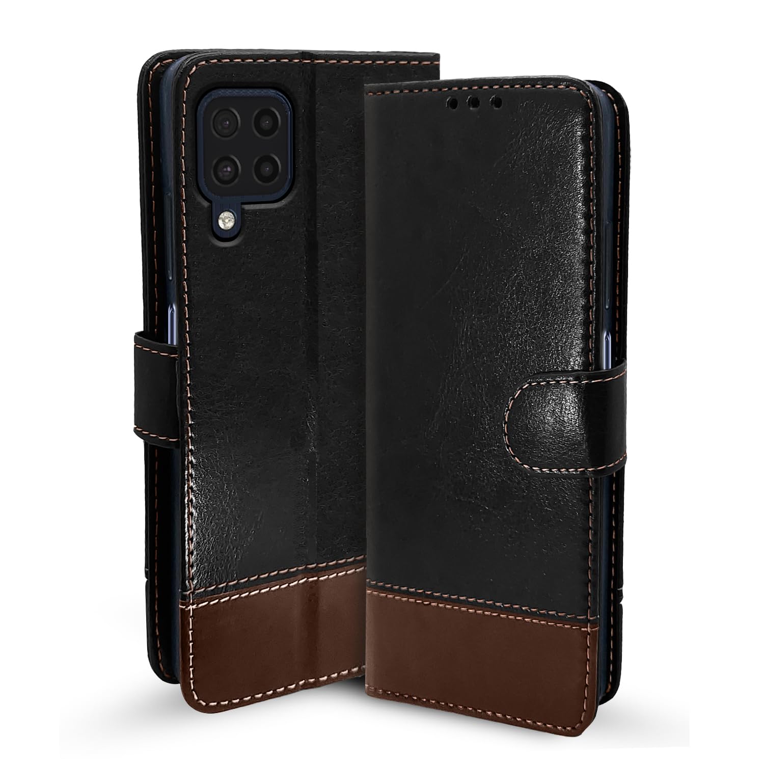 Pikkme Samsung M32 4G/M32 Prime/F22 4G Magnetic black & brown wallet flip cover