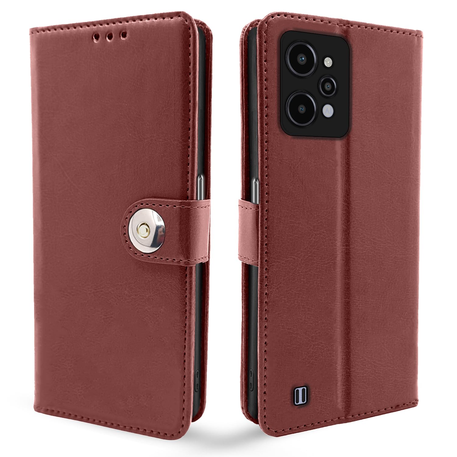 Pikkme brown Button wallet flip cover for Realme C31