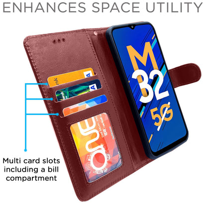 Pikkme Samsung Galaxy M32 5G / A32 5G Vintage Flip Cover(Brown))