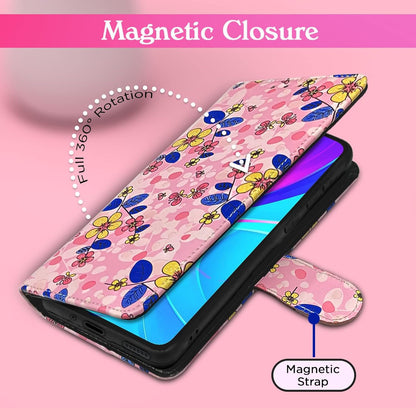 Pikkme Mi Redmi 10A / 10A Sport/Redmi 9 / Redmi 9 Activ / 9C / Poco C31  Flower Flip Cover (Pink)