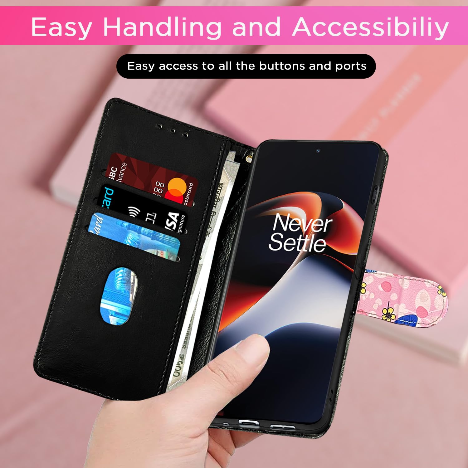 Pink flower mobile flip cover for OnePlus 11R 5G – Pikkme – photo 7