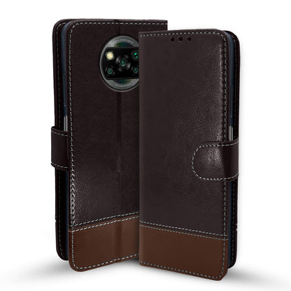 Poco X3 flip cover in coffee & brown by Pikkme