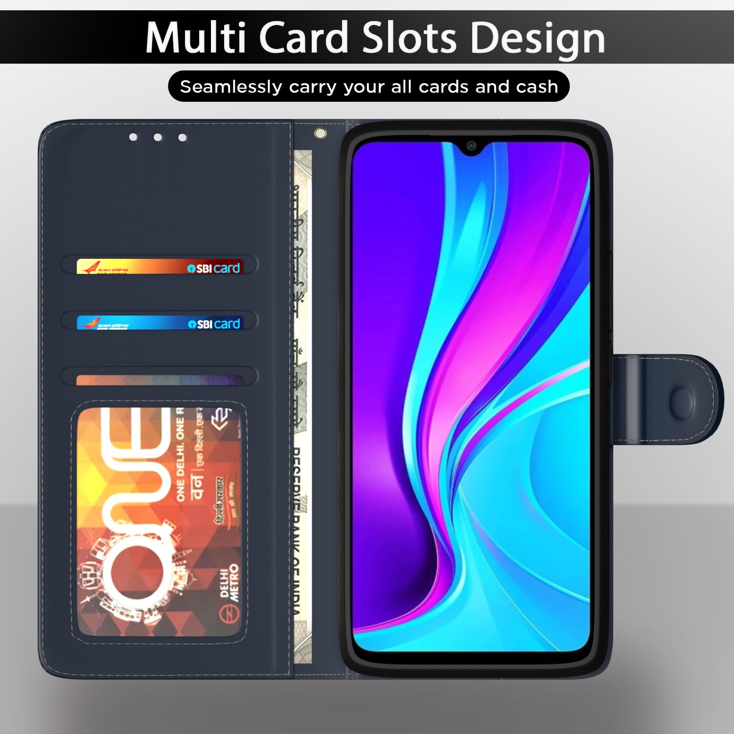 Pikkme blue Wallet flip cover for Redmi 10A/10A Sport/9, Poco C31 – photo 5