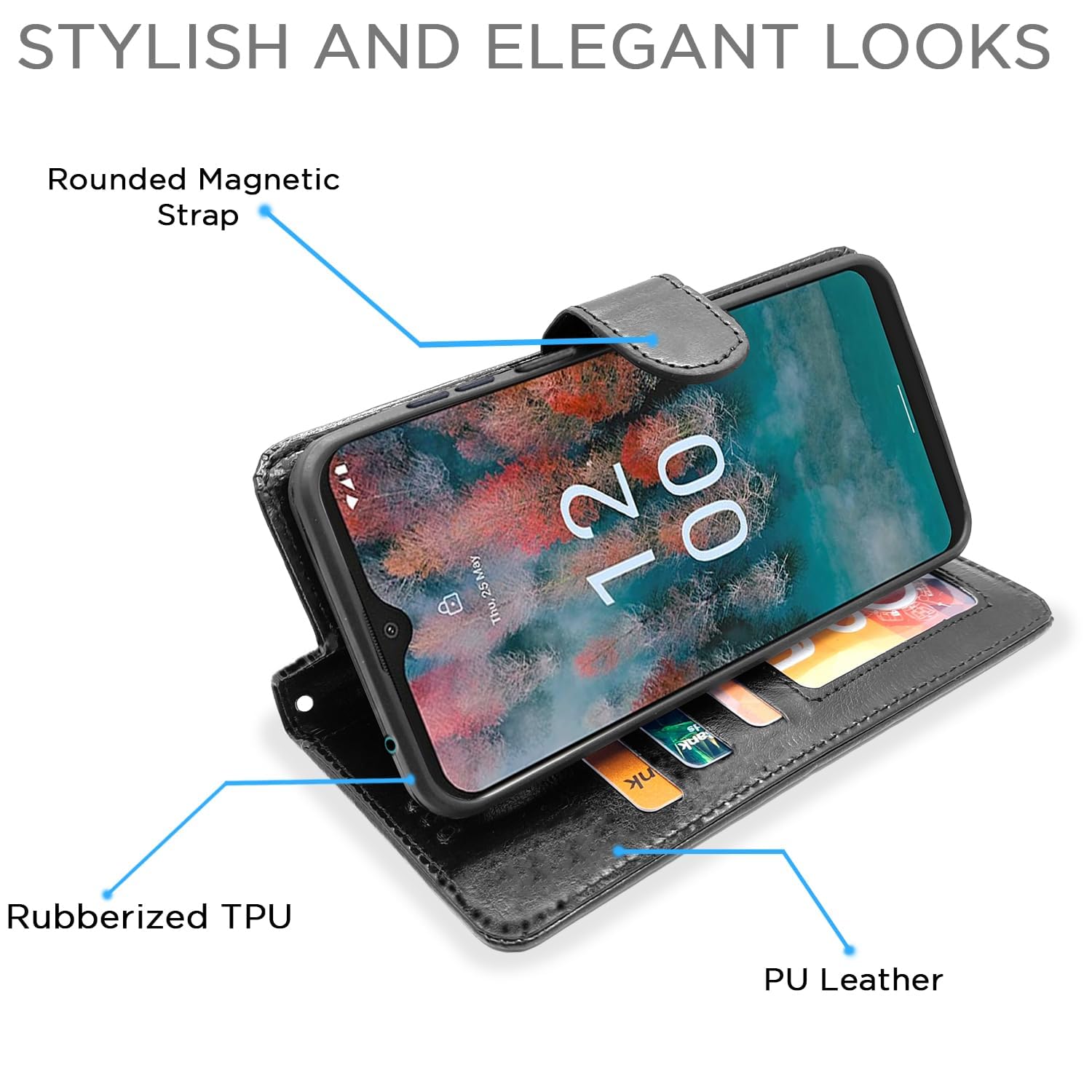 Black Wallet mobile flip cover for Nokia C12/C12 Pro – Pikkme – photo 5