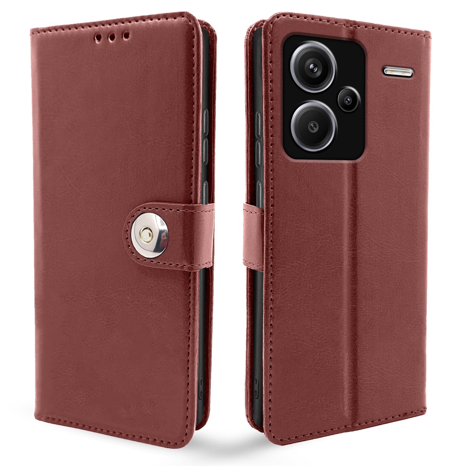 Brown Button flip case for Redmi Note 13 Pro Plus 5G – Pikkme