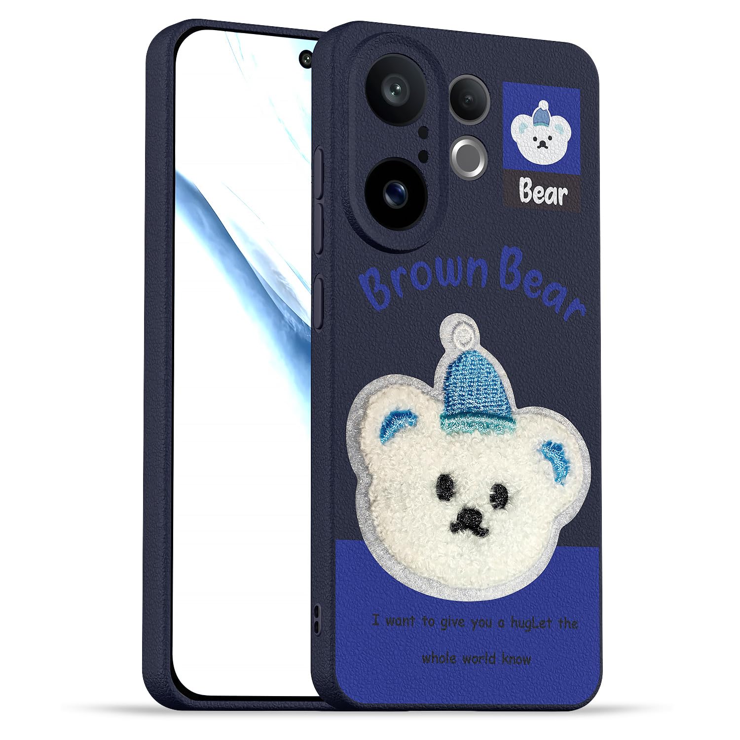 Vivo X200 FE 5G Plush Patch phone cover in blue by Pikkme