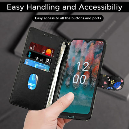 Pikkme black flower Wallet wallet flip cover for Nokia C12/C12 Pro – photo 7