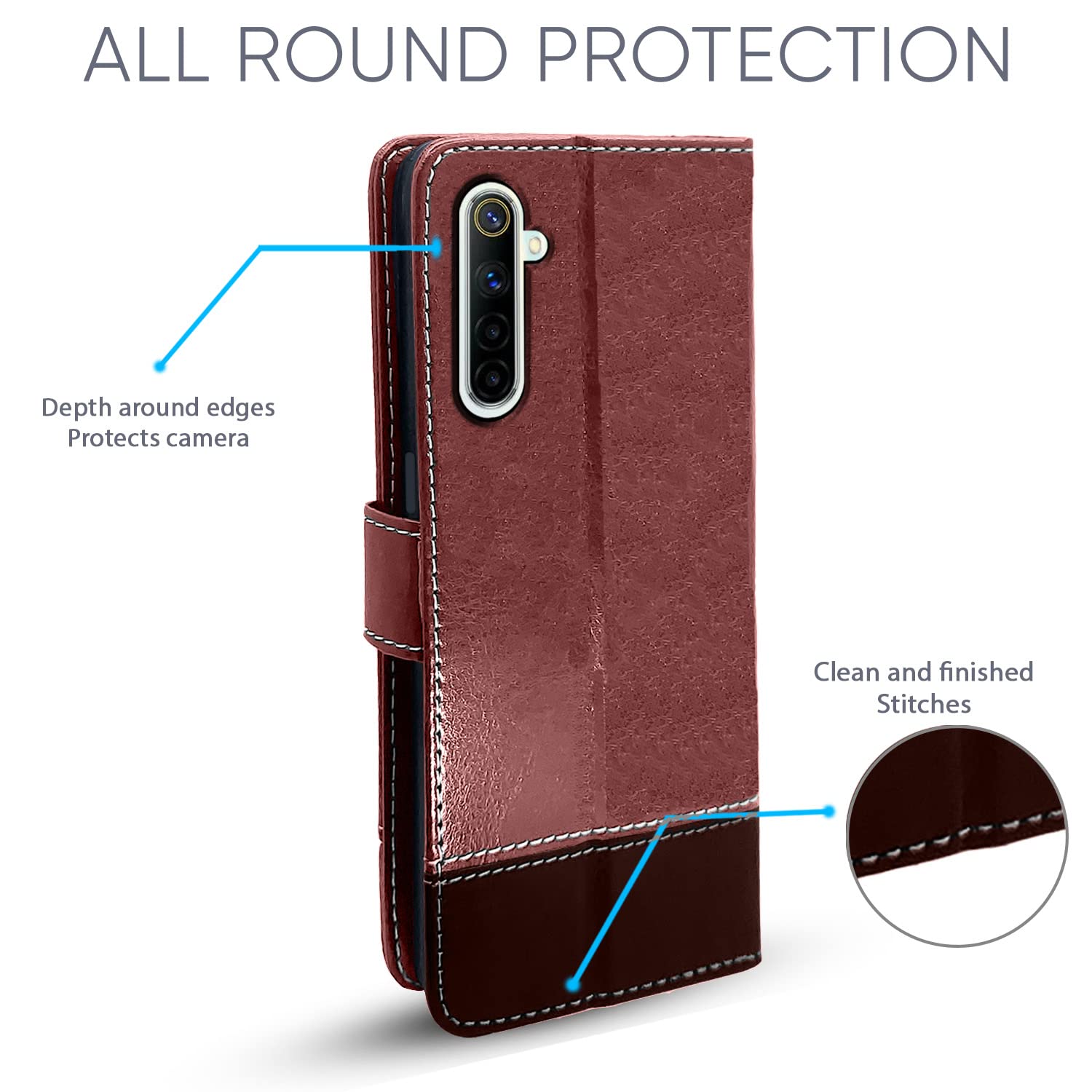 Pikkme Realme 6 Pro brown & coffee flip cover – photo 2
