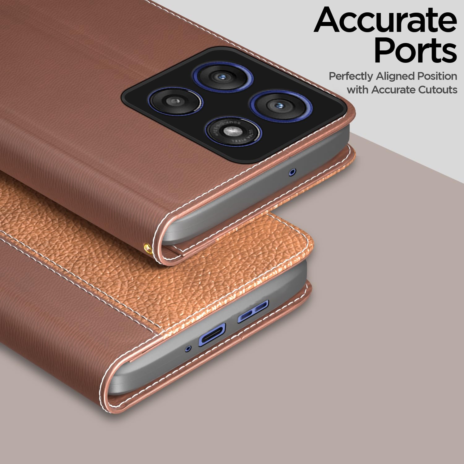 Pikkme tan Wallet wallet flip cover for Moto Edge 60 Pro 5G – photo 2