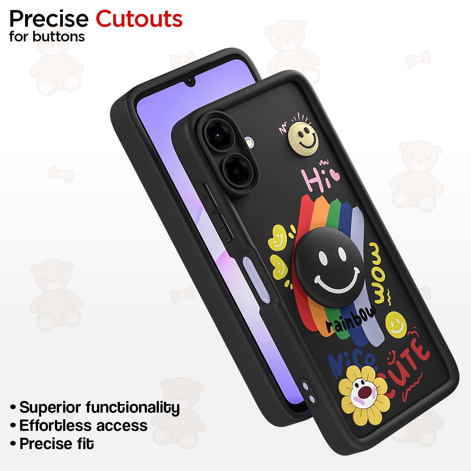 Samsung F70e 5G/M07/F07/A07/A07 5G Smile Rainbow phone cover in black by Pikkme – photo 6
