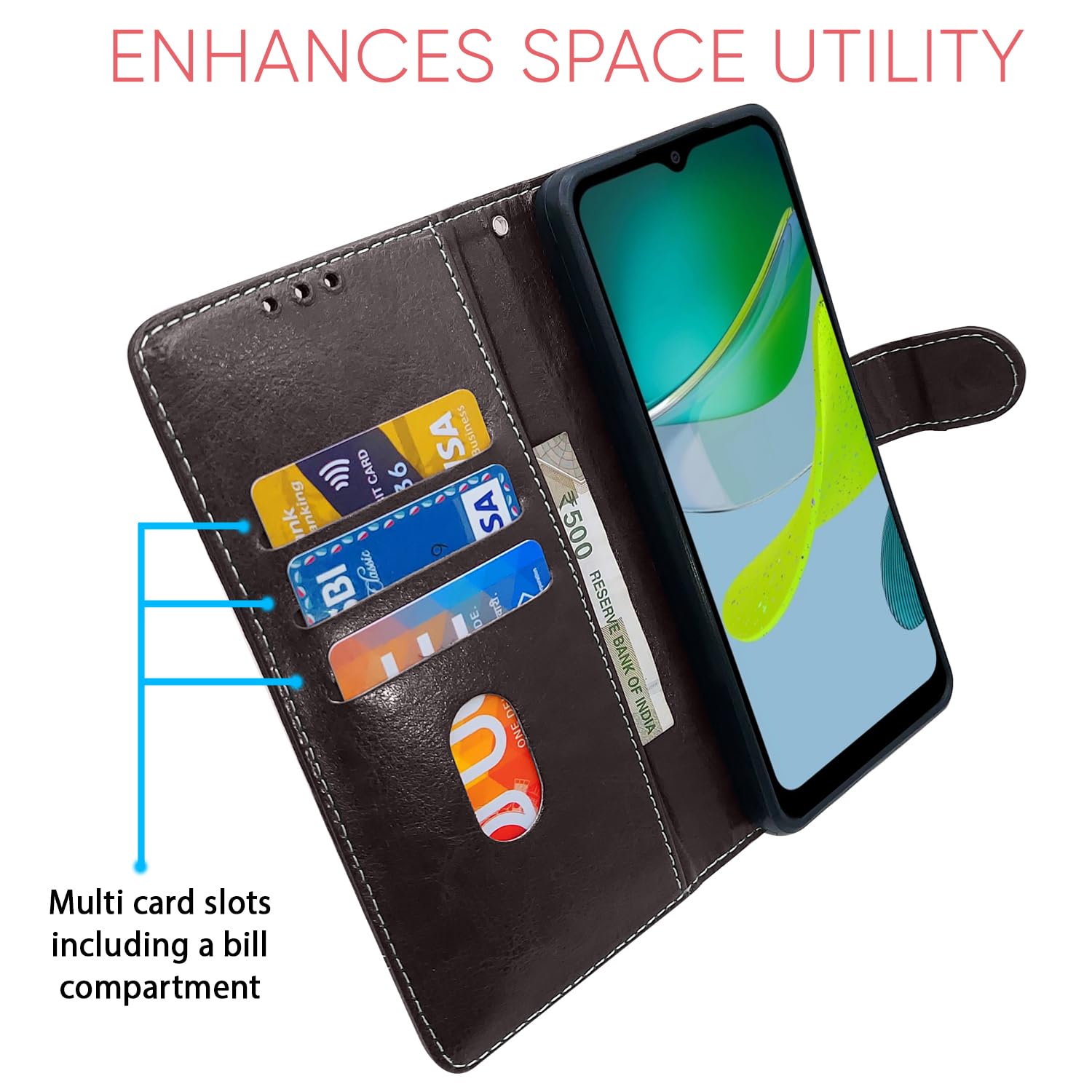Pikkme Moto E13 coffee & brown mobile flip cover – photo 3