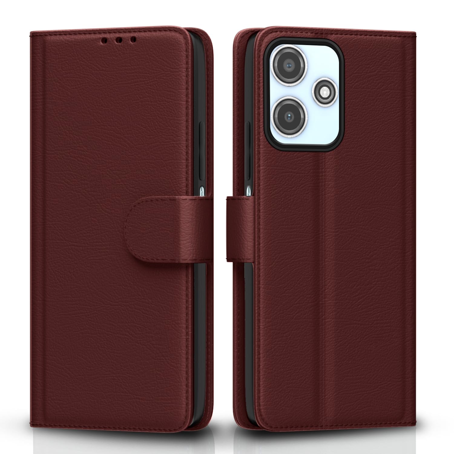 Pikkme brown Wallet mobile flip cover for Redmi 12/Poco M6 Pro 5G