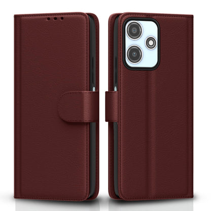 Pikkme brown Wallet mobile flip cover for Redmi 12/Poco M6 Pro 5G