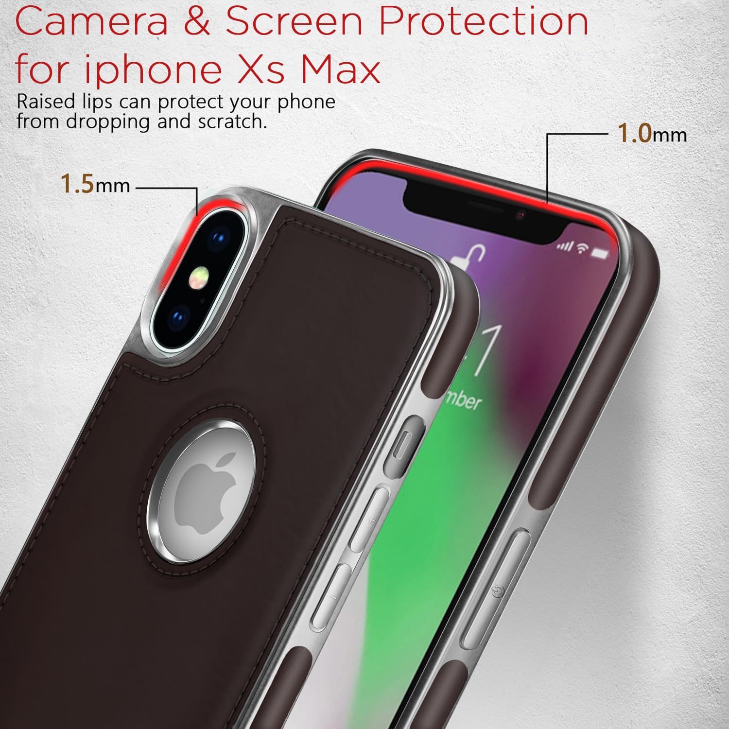 iPhone XS Max Leatherback phone cover in chrome coffee by Pikkme – photo 5