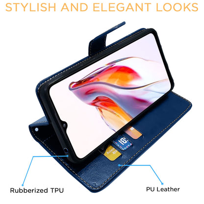 Pikkme blue & brown wallet flip cover for Redmi 12C/Poco C55 – photo 5