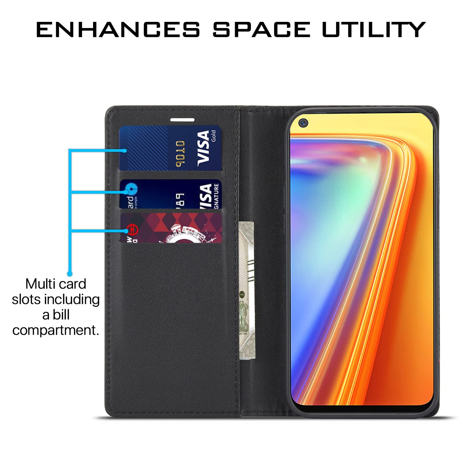 Pikkme black Wallet flip case for Realme 7/Narzo 30 4G/Narzo 20 Pro – photo 3