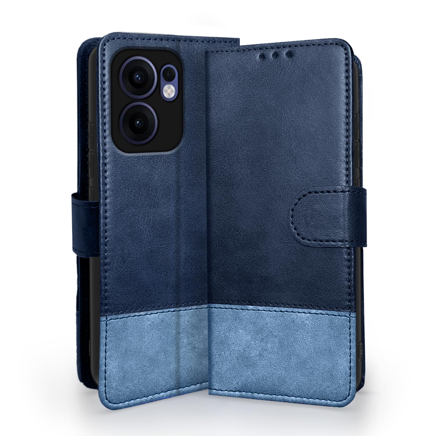 Pikkme Oppo Reno 13F 5G Magnetic navy & light blue mobile flip cover
