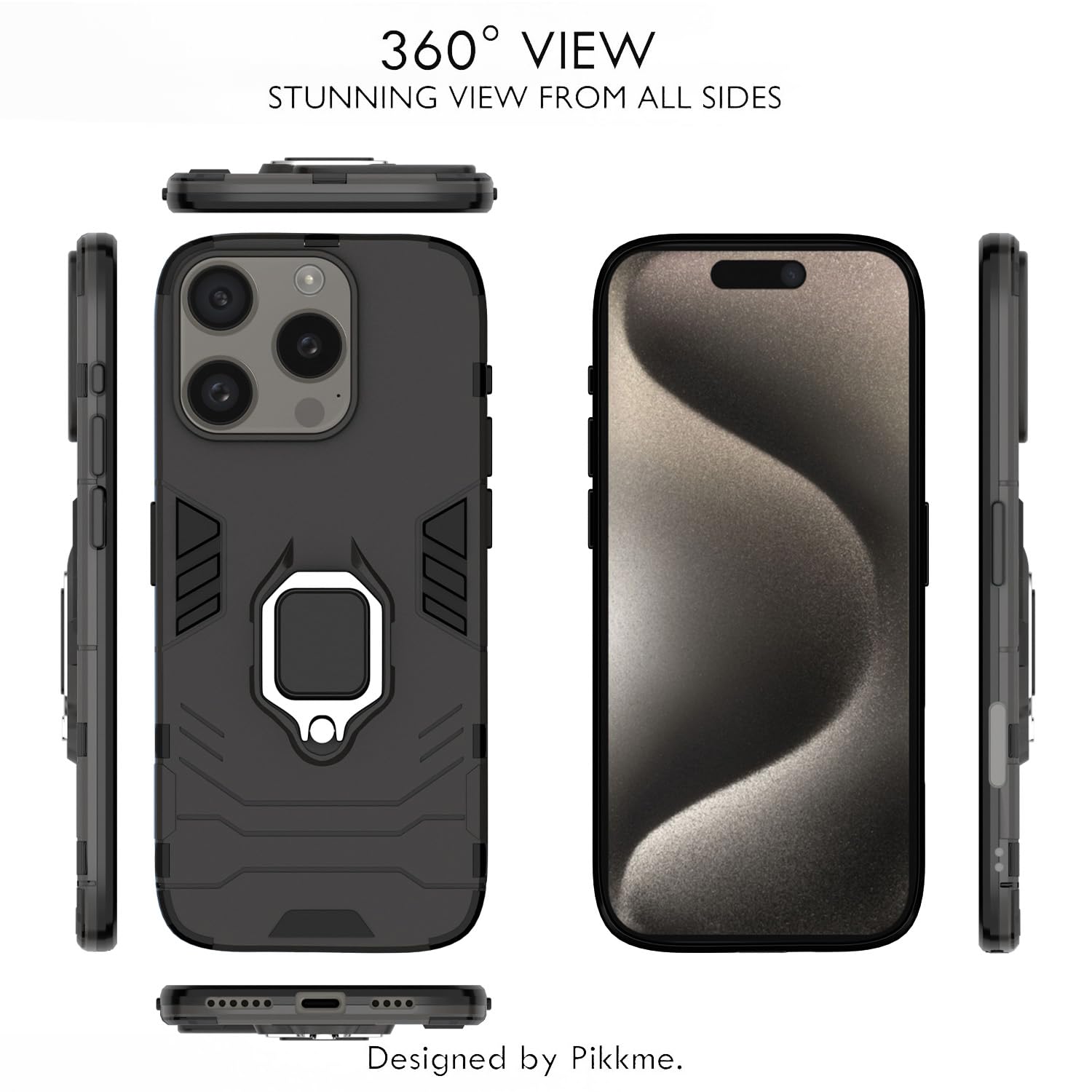Pikkme iPhone 16 Pro Max D5 Tough Armor Back Cover (Black)