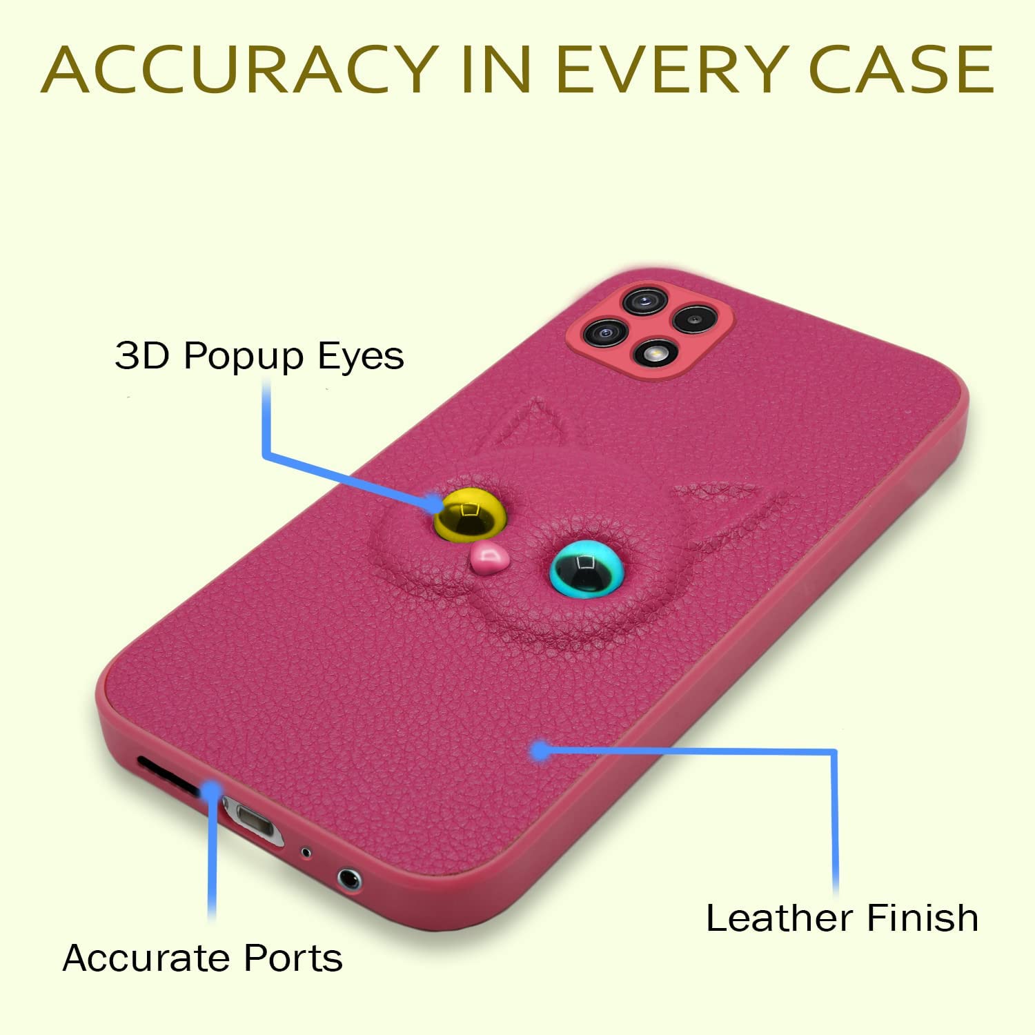 Pikkme Samsung Galaxy A22 5G / F42 5G Kitty Back Cover (Pink)