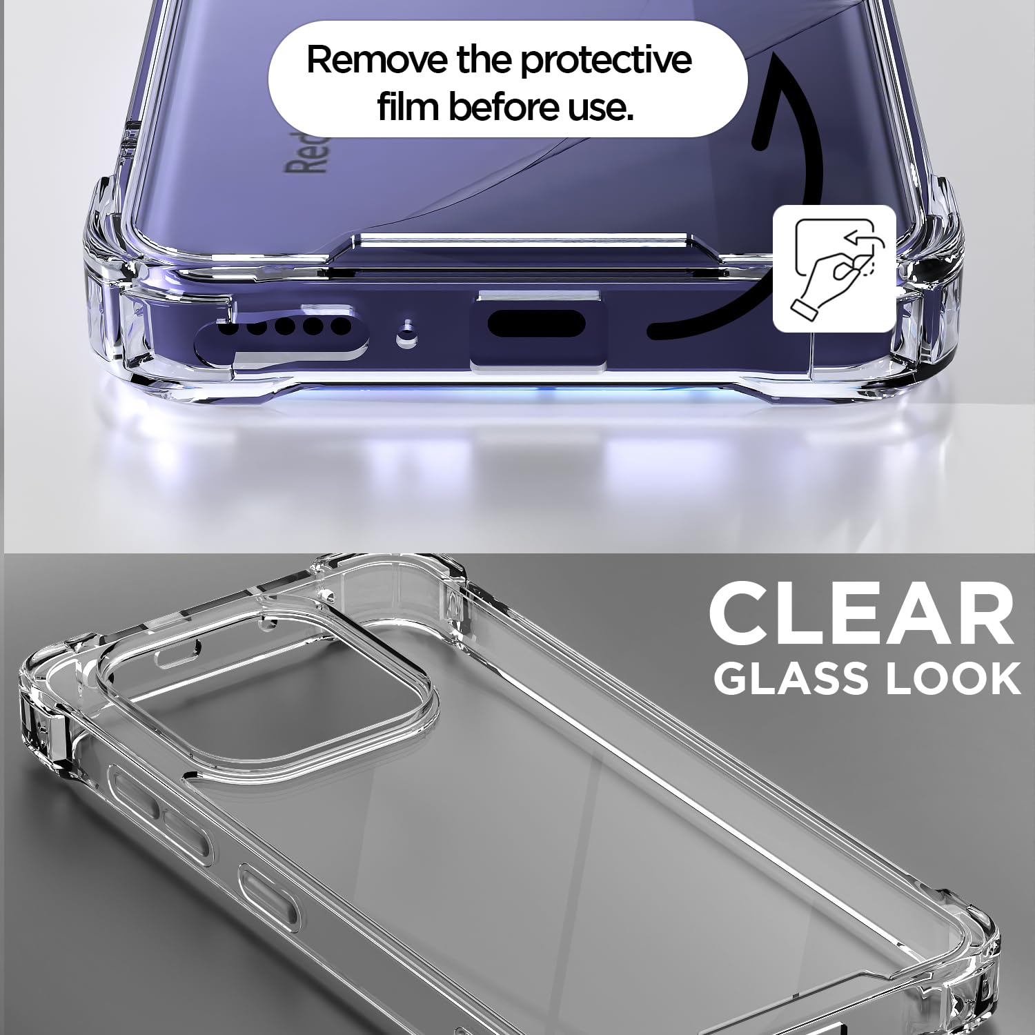 Transparent PC-TPU back cover for Redmi Note 14 5G – Pikkme – photo 3