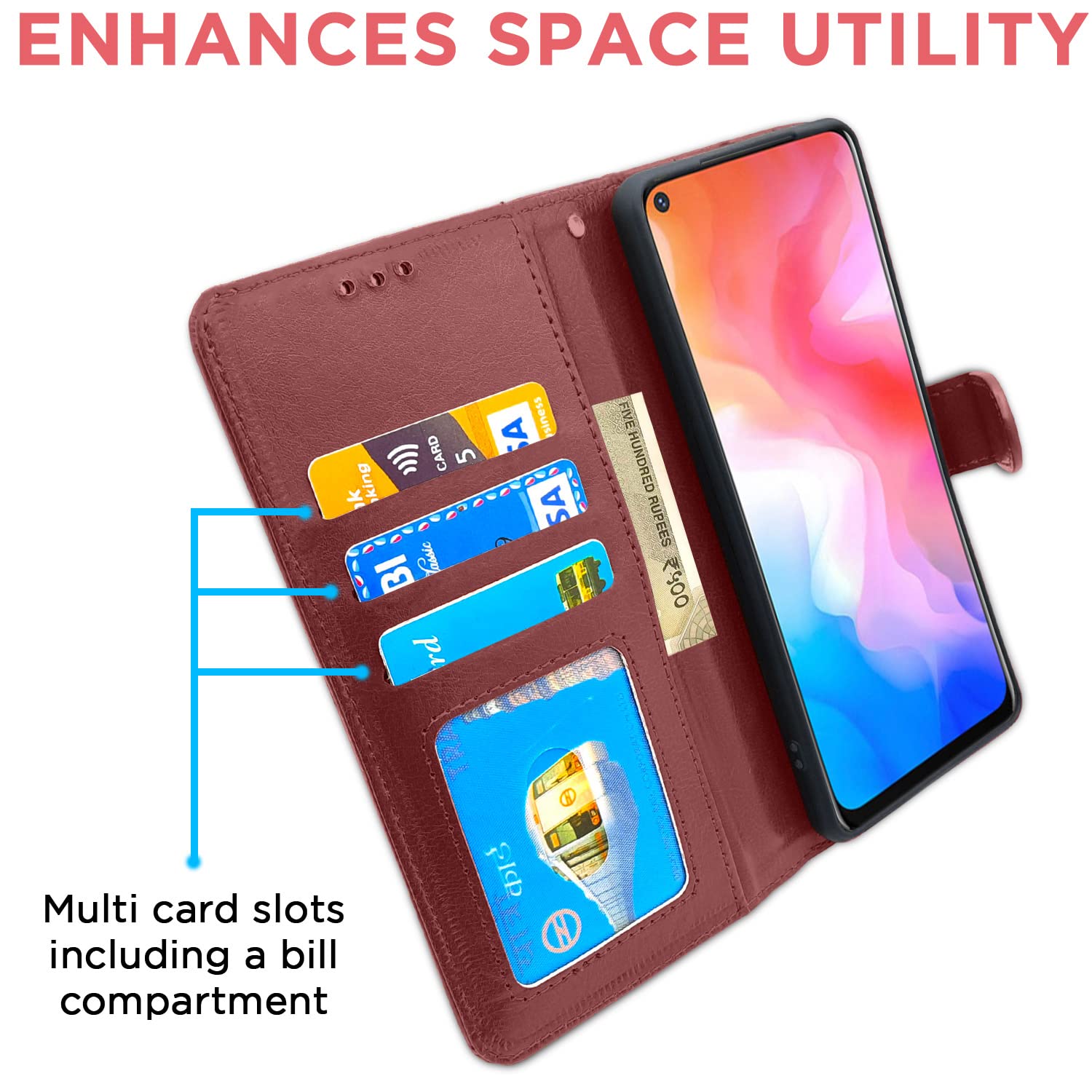 Vivo Y50 flip cover in brown by Pikkme – photo 3