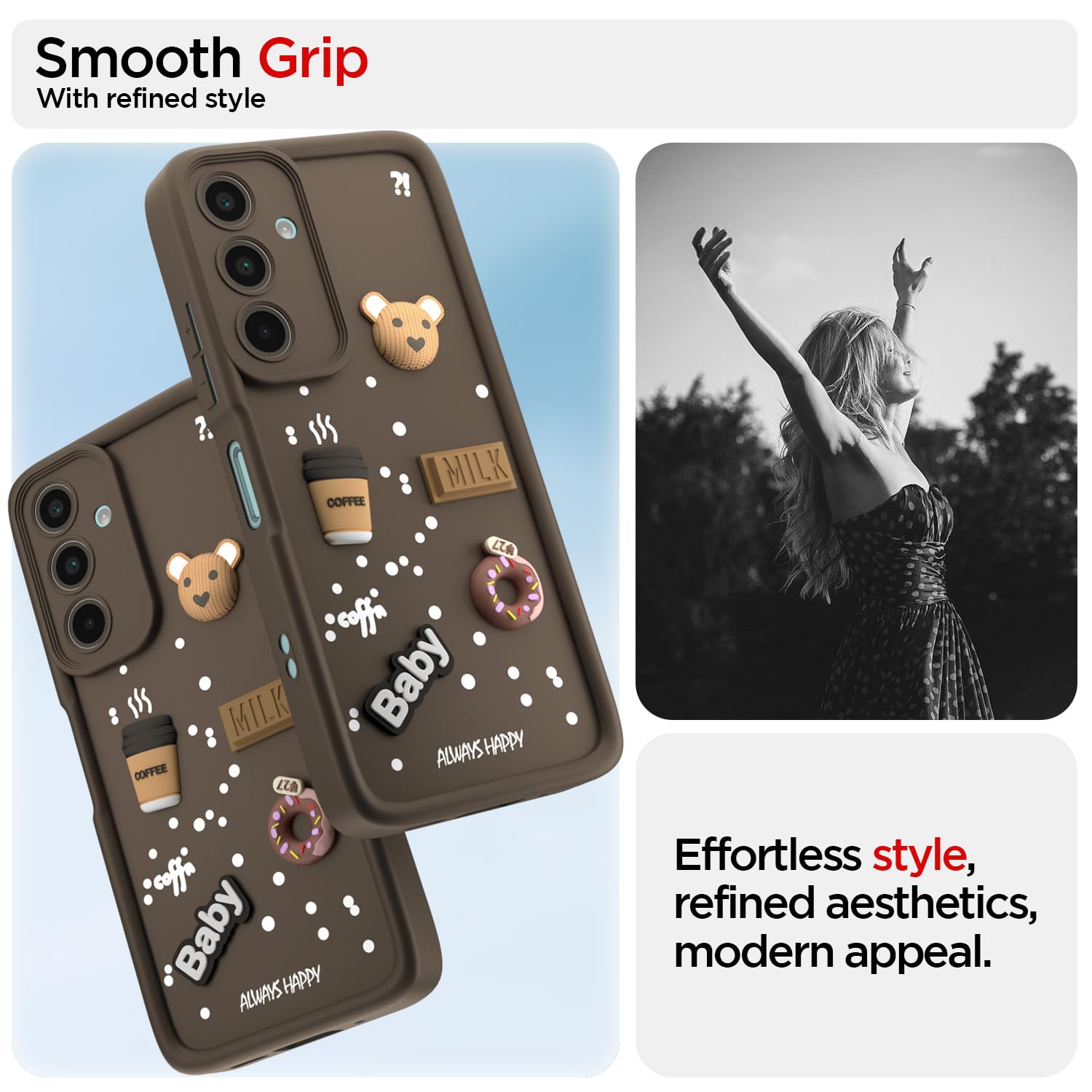 Pikkme Samsung Galaxy A16 5G  Cute Fun Cartoon 3D Bear Coffee cartoon Back Cover (Brown)