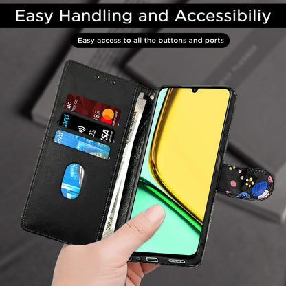 Black flower Wallet flip case for Realme C61/Narzo N61 – Pikkme – photo 7