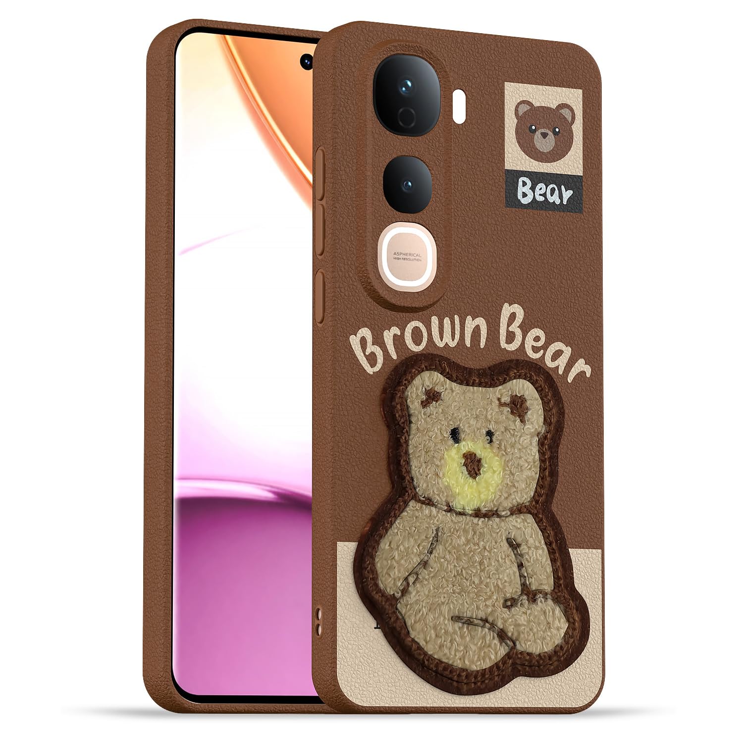 Pikkme Vivo Y400 Pro 5G Plush Patch brown mobile back cover